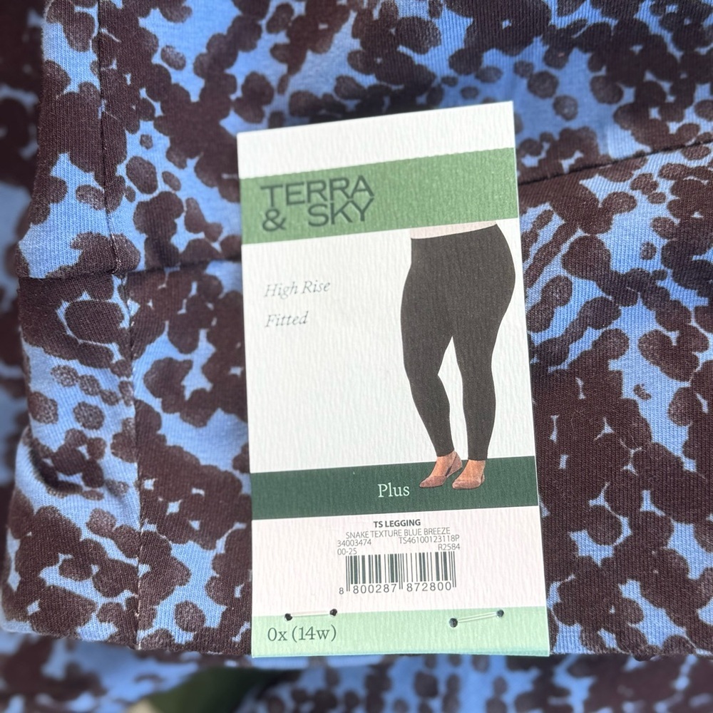 Terra & Sky High-Rise Ankle Leggings Plus 0X 14W Blue Snake Print New Lot of 3 - Picture 9 of 13